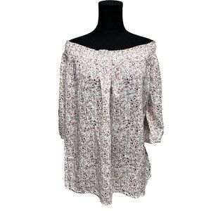 Old Navy Womens Off-Shoulder Top Sz XL Floral Smocked Cottage Boho Festival